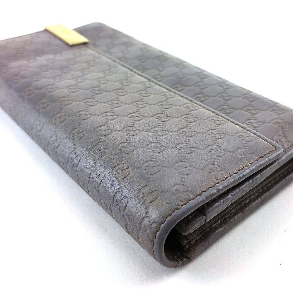 GUCCI Long Wallet Microgucci Shima Leather Authentic - Picture 4 of 11